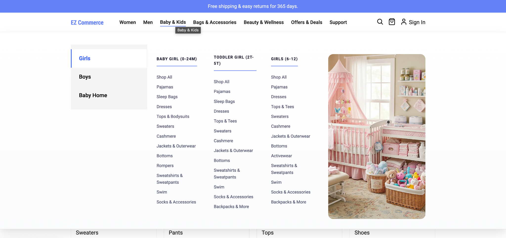 EDS secondary nav baby tabs - publish view